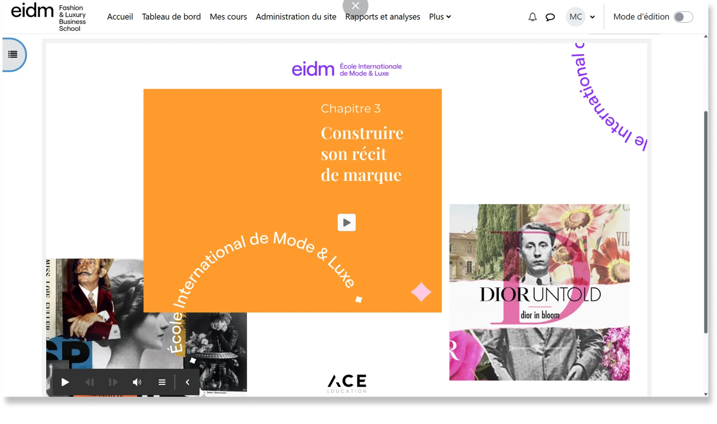 Chapitre « Construire son récit de marque » d’un module EIDM