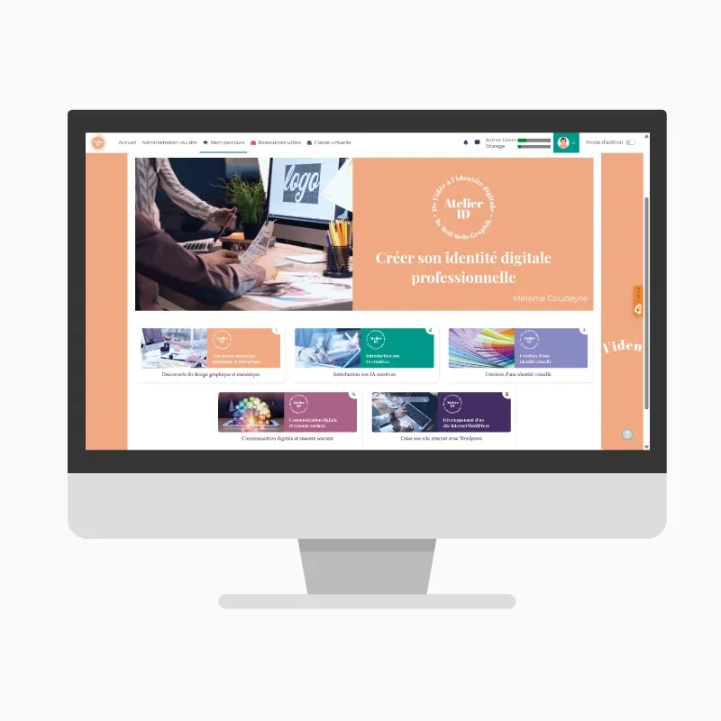 Écran d’accueil de la formation hybride en graphisme