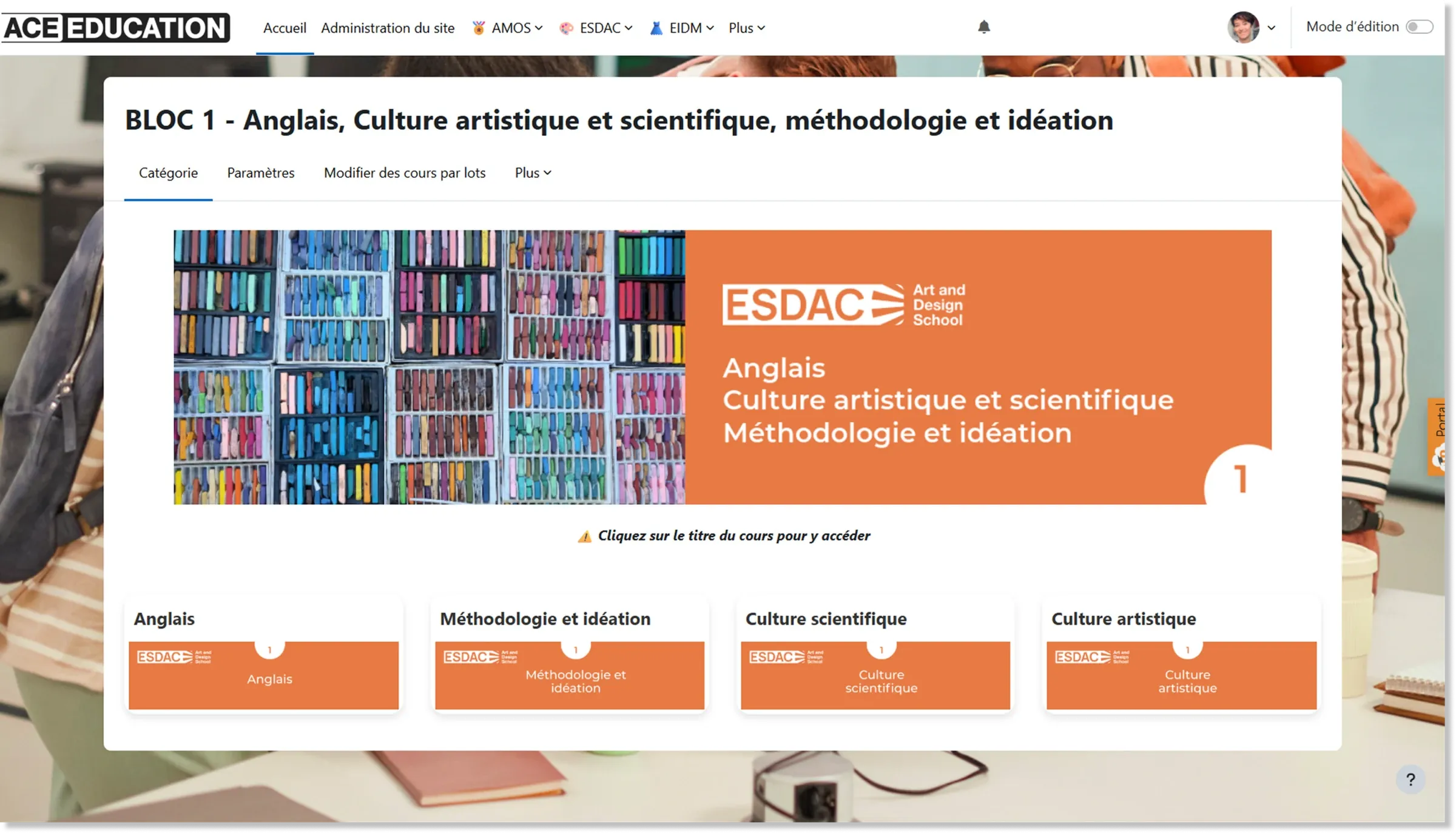 Bloc « Anglais, culture artistique et scientifique » de l’école ESDAC