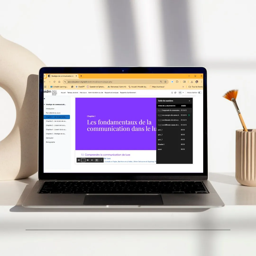 Module « Les fondamentaux de la communication dans le luxe » sur ordinateur