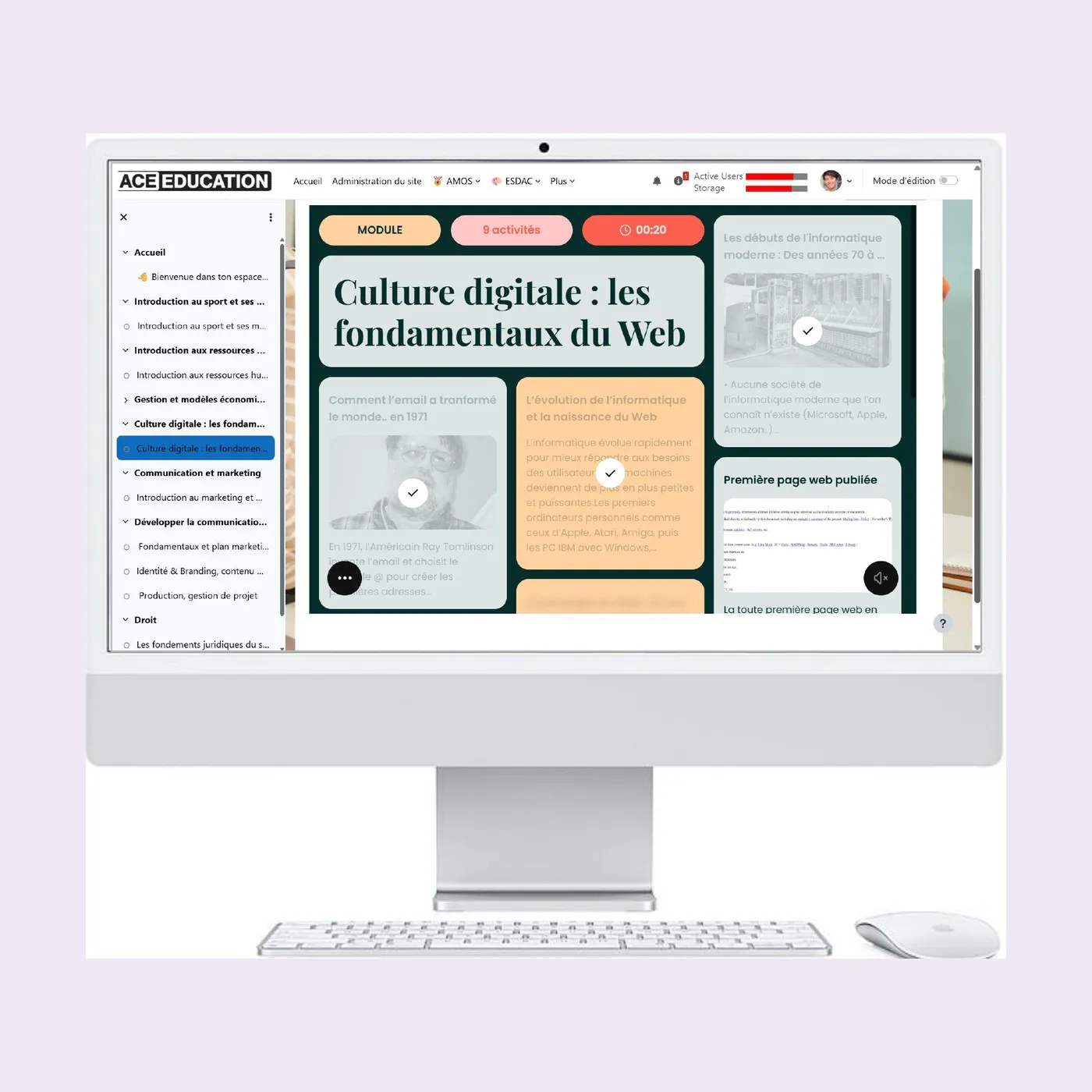 Module « Culture digitale : les fondamentaux du Web » dans la plateforme Moodle ACE Education
