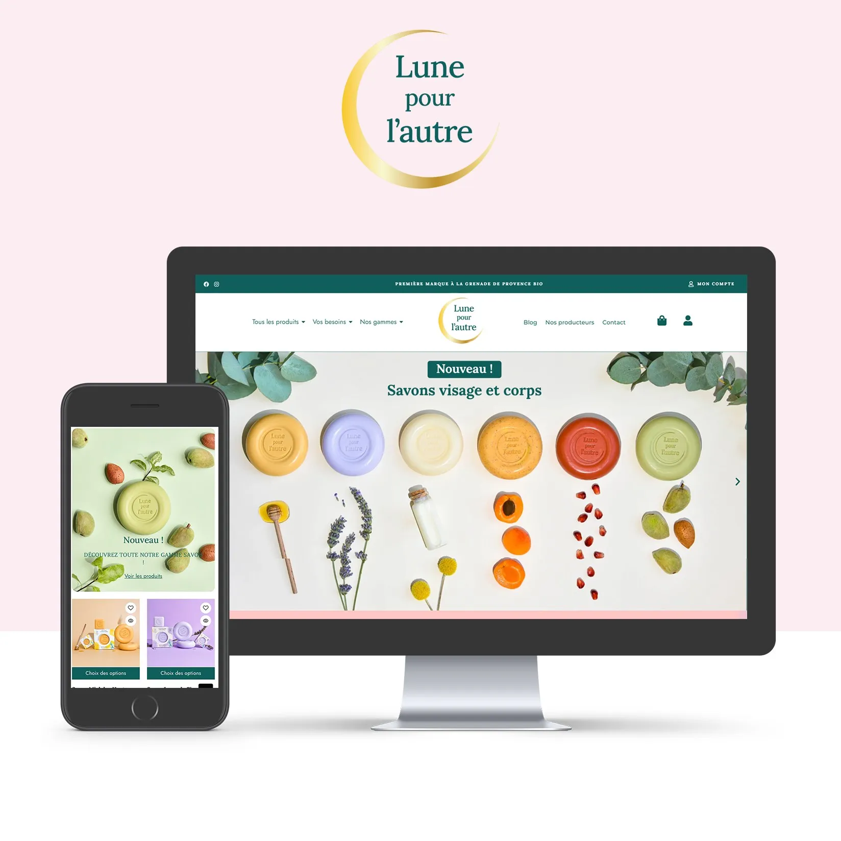Boutique en ligne sur ordinateur et mobile